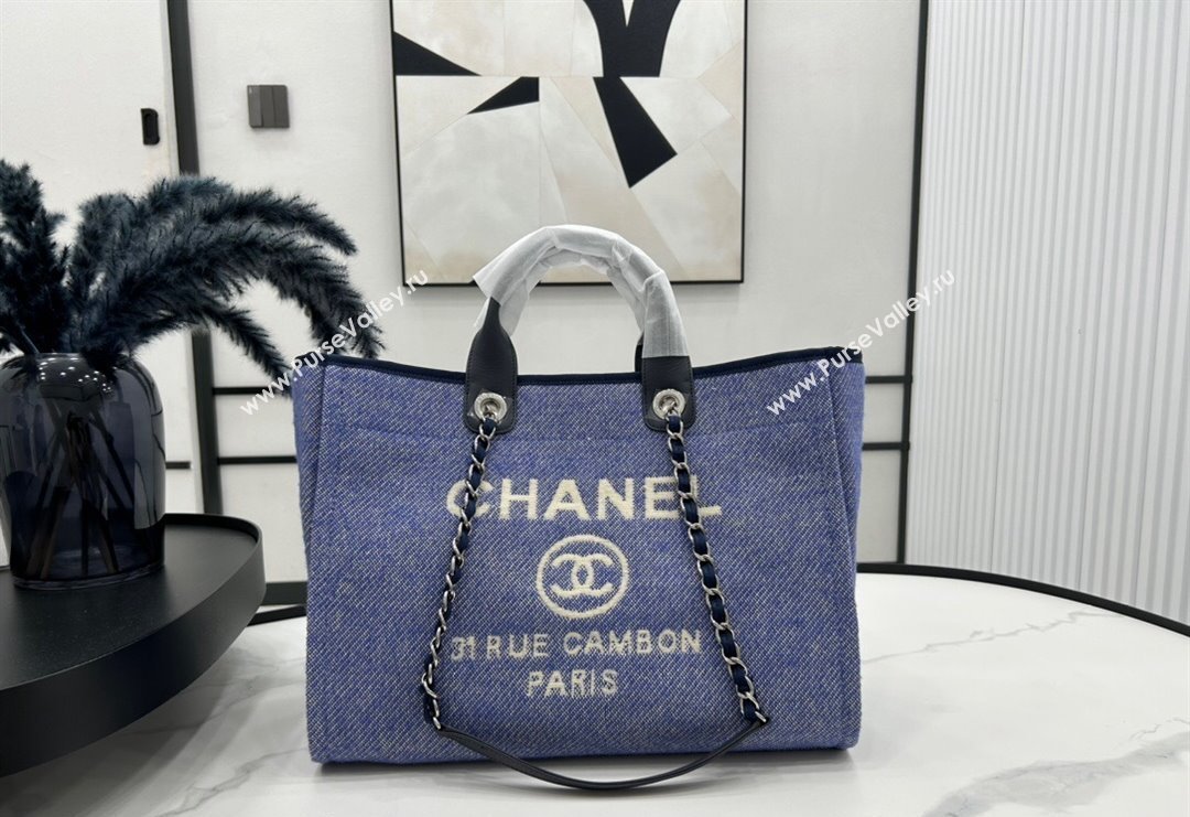 Chanel Deauville Wool Large Shopping Bag Blue 2023 A66941 (yezi-231127074)