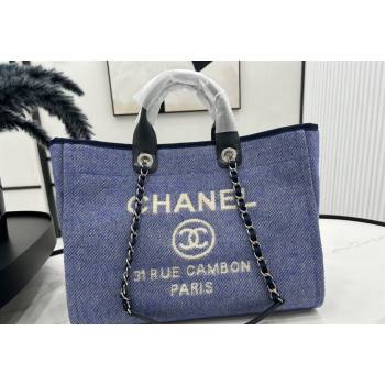 Chanel Deauville Wool Large Shopping Bag Blue 2023 A66941 (yezi-231127074)