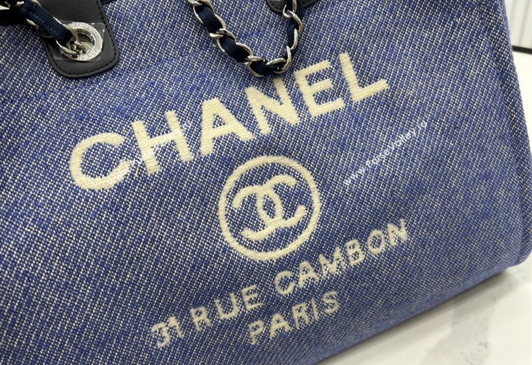 Chanel Deauville Wool Large Shopping Bag Blue 2023 A66941 (yezi-231127074)