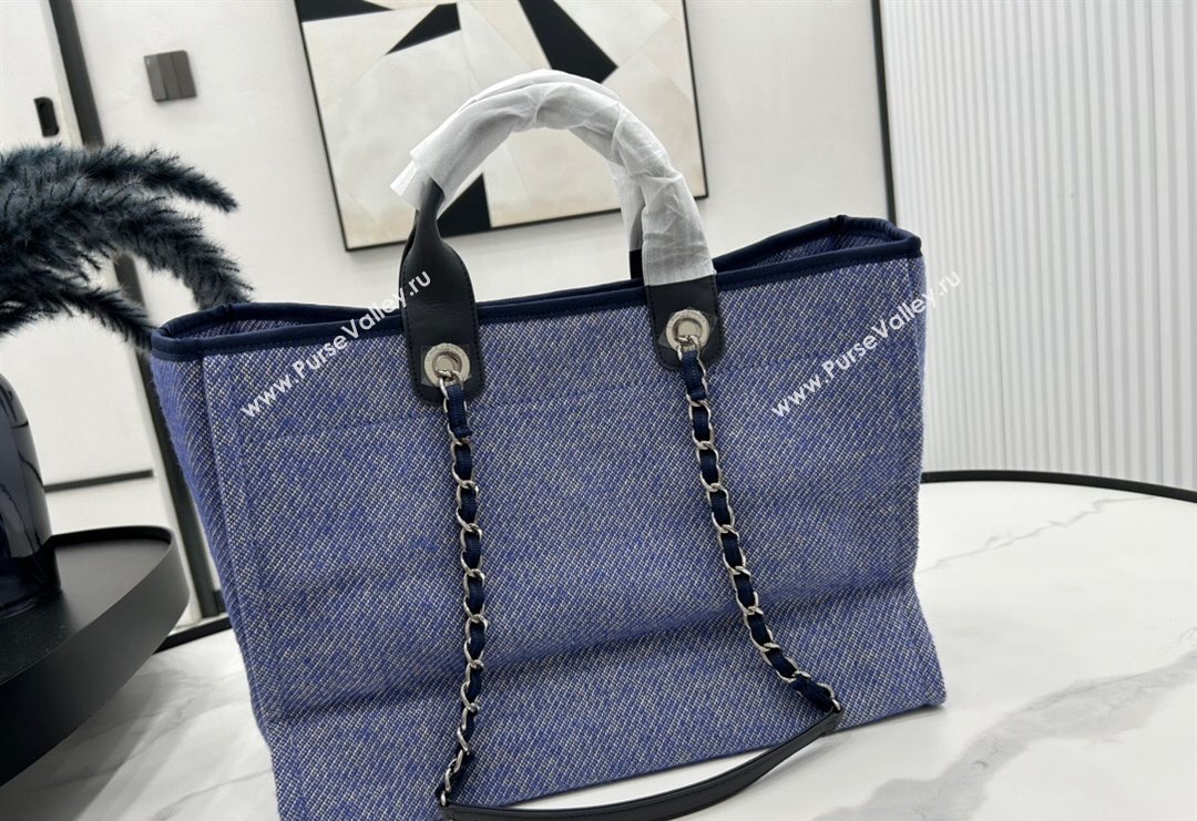 Chanel Deauville Wool Large Shopping Bag Blue 2023 A66941 (yezi-231127074)