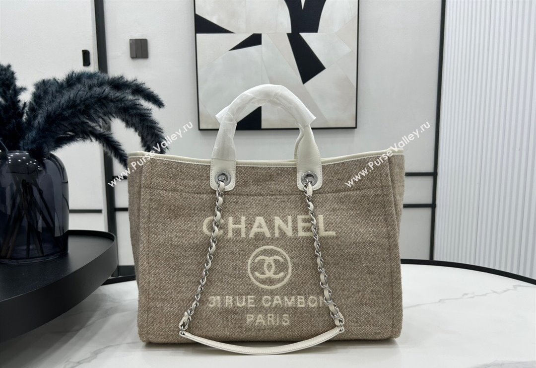 Chanel Deauville Wool Large Shopping Bag Grey 2023 A66941 (yezi-231127075)