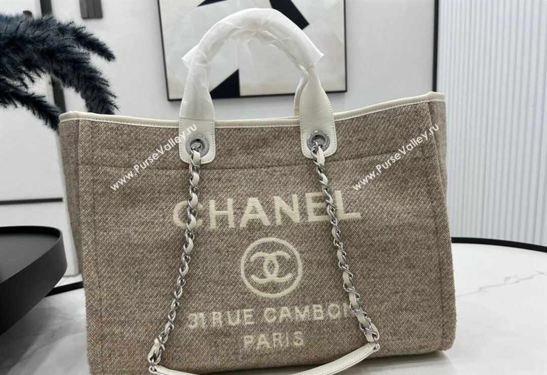 Chanel Deauville Wool Large Shopping Bag Grey 2023 A66941 (yezi-231127075)