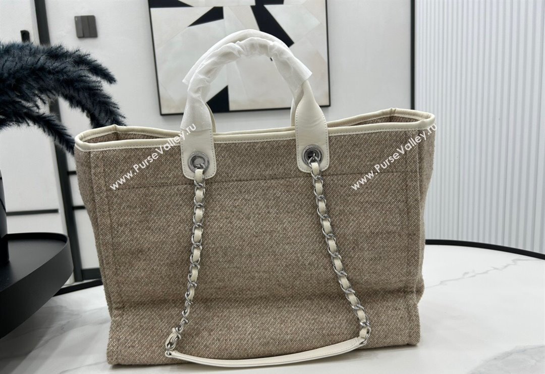 Chanel Deauville Wool Large Shopping Bag Grey 2023 A66941 (yezi-231127075)