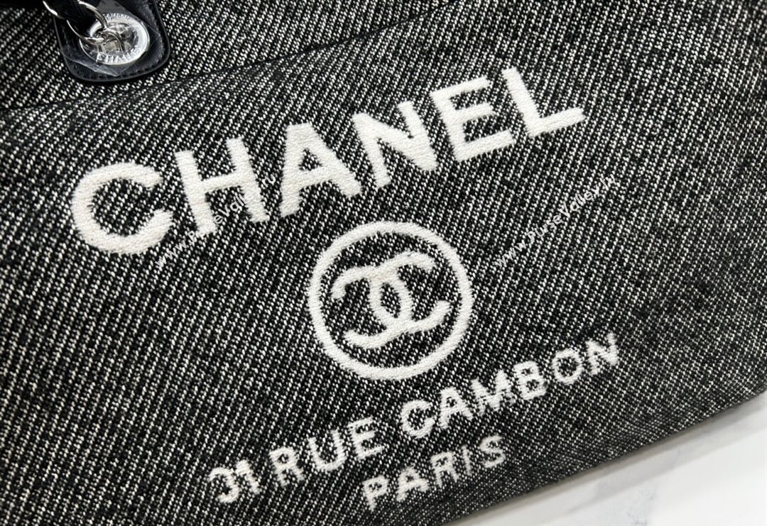 Chanel Deauville Wool Large Shopping Bag Black 2023 A66941 (yezi-231127077)