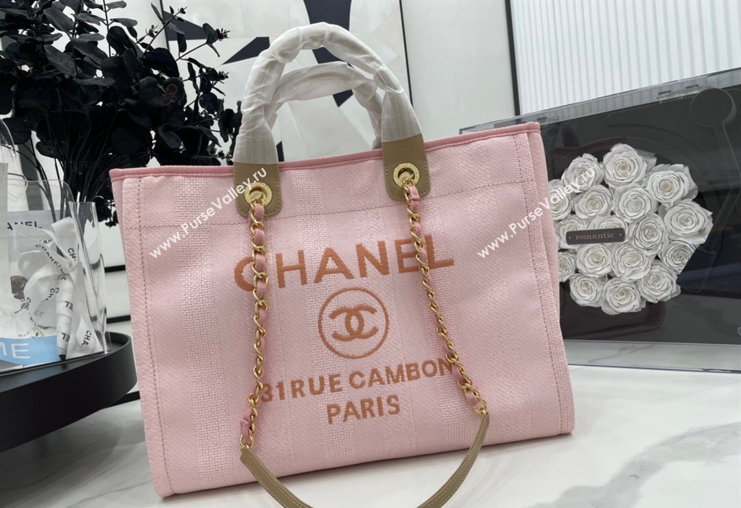 Chanel Deauville Striped Large Shopping Bag Pink 2023 A66941 (yezi-231127076)