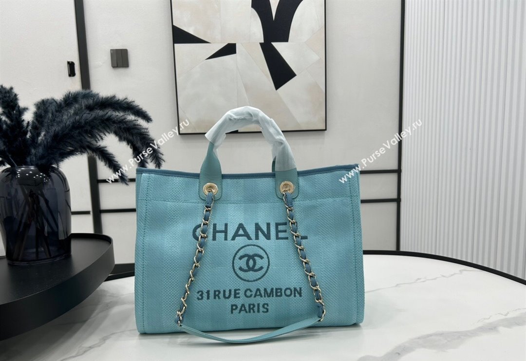 Chanel Deauville Striped Large Shopping Bag Light Blue 2023 A66941 (yezi-231127079)