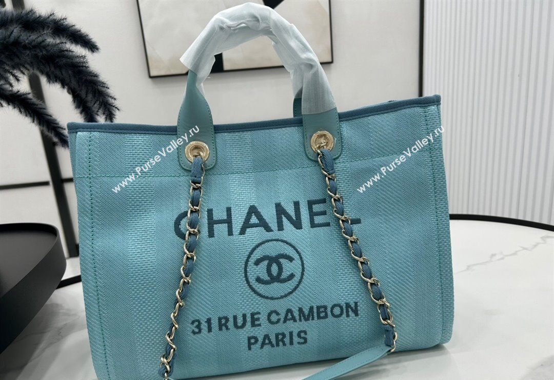 Chanel Deauville Striped Large Shopping Bag Light Blue 2023 A66941 (yezi-231127079)