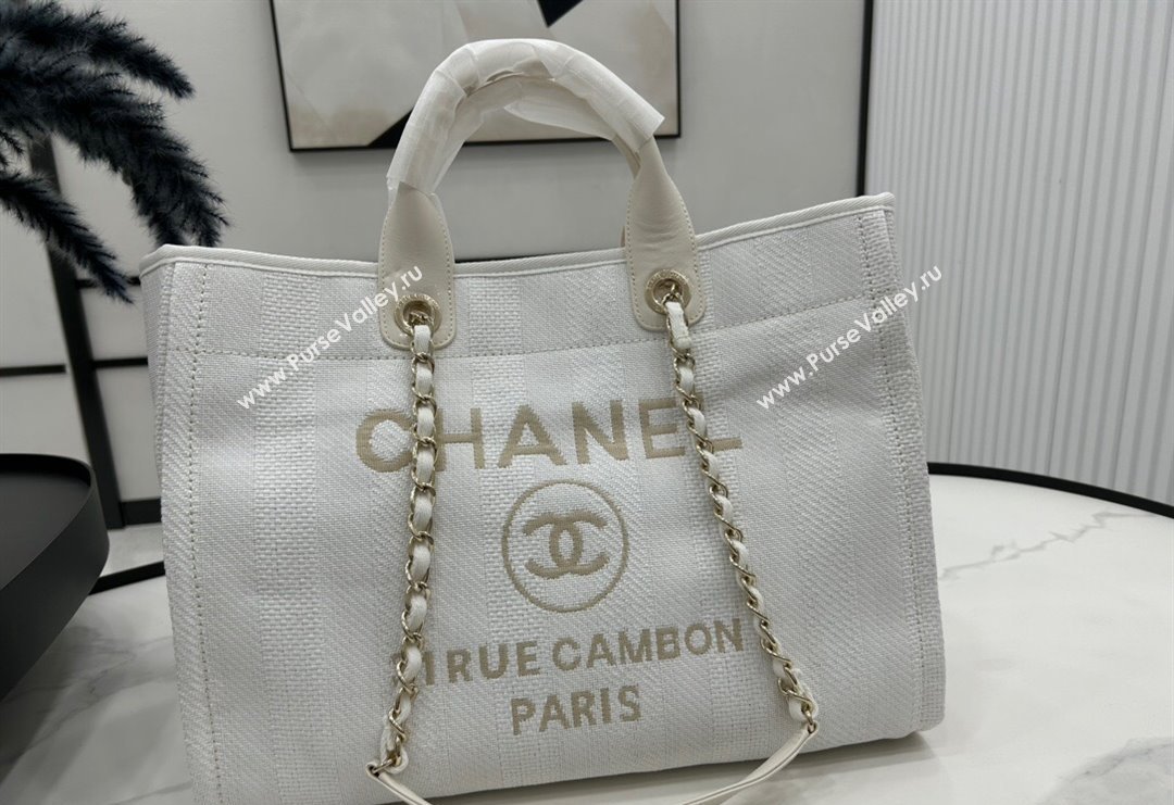 Chanel Deauville Striped Large Shopping Bag White 2023 A66941 (yezi-231127080)