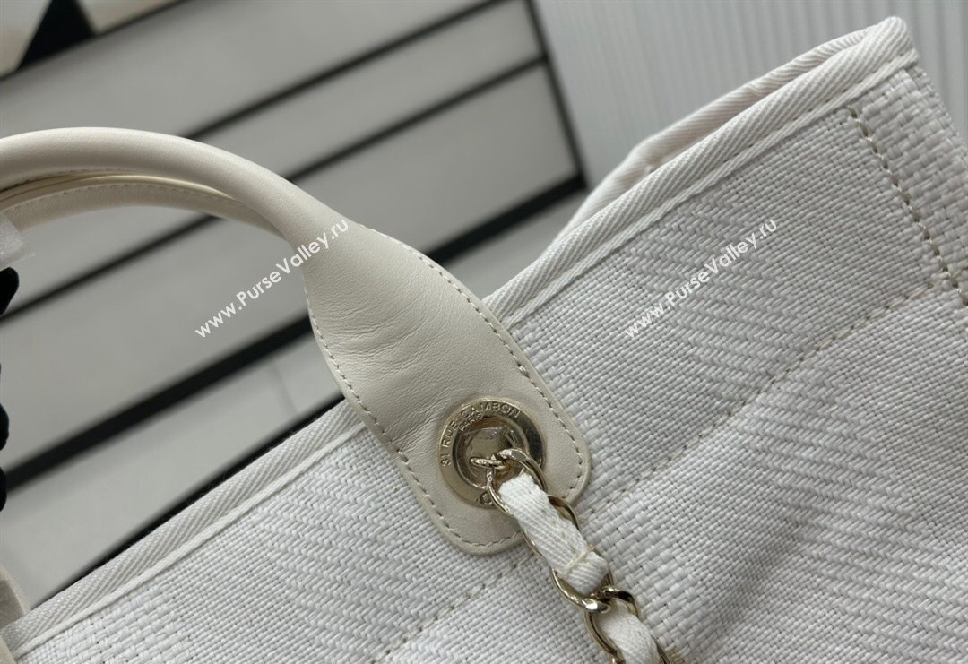 Chanel Deauville Striped Large Shopping Bag White 2023 A66941 (yezi-231127080)