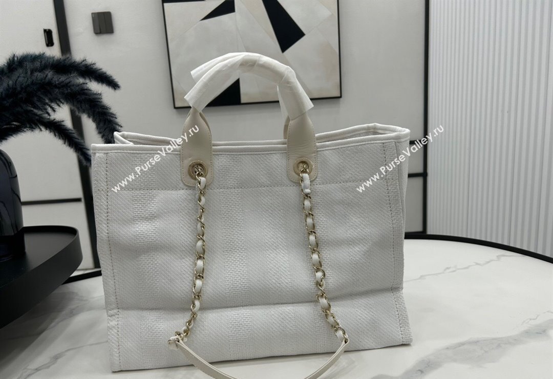 Chanel Deauville Striped Large Shopping Bag White 2023 A66941 (yezi-231127080)