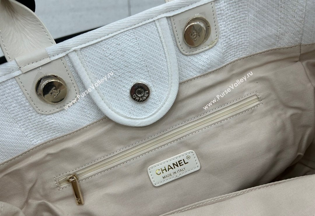 Chanel Deauville Striped Large Shopping Bag White 2023 A66941 (yezi-231127080)