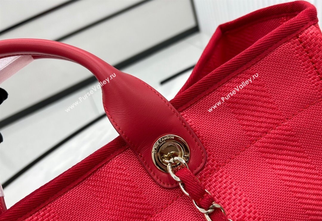 Chanel Deauville Striped Large Shopping Bag Red 2023 A66941 (yezi-231127081)