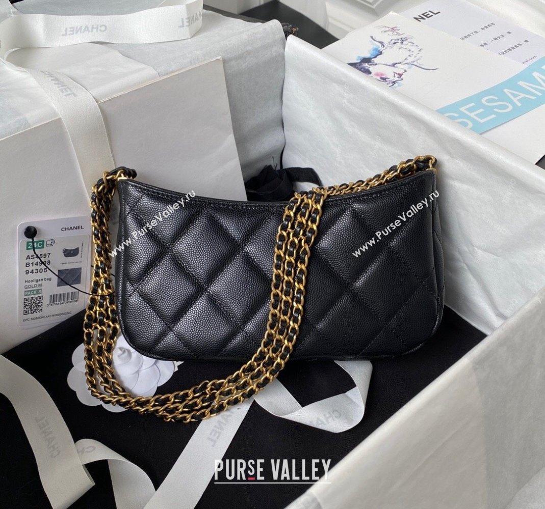 Chanel Grained Calfskin Small Hobo Bag AS4597 Black 2023 (yezi-231127051)