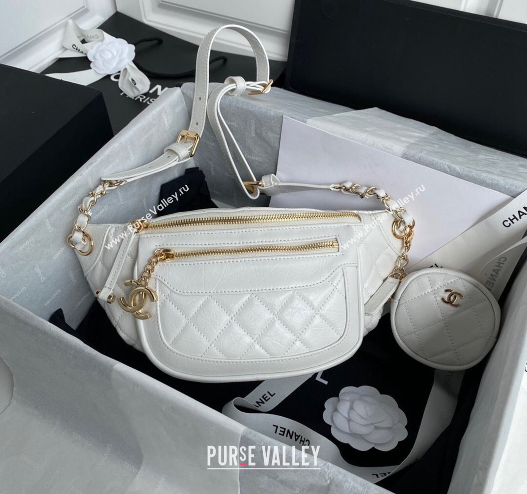 Chanel Calfskin Belt Bag AS1077 White 2023 (yezi-231127034)