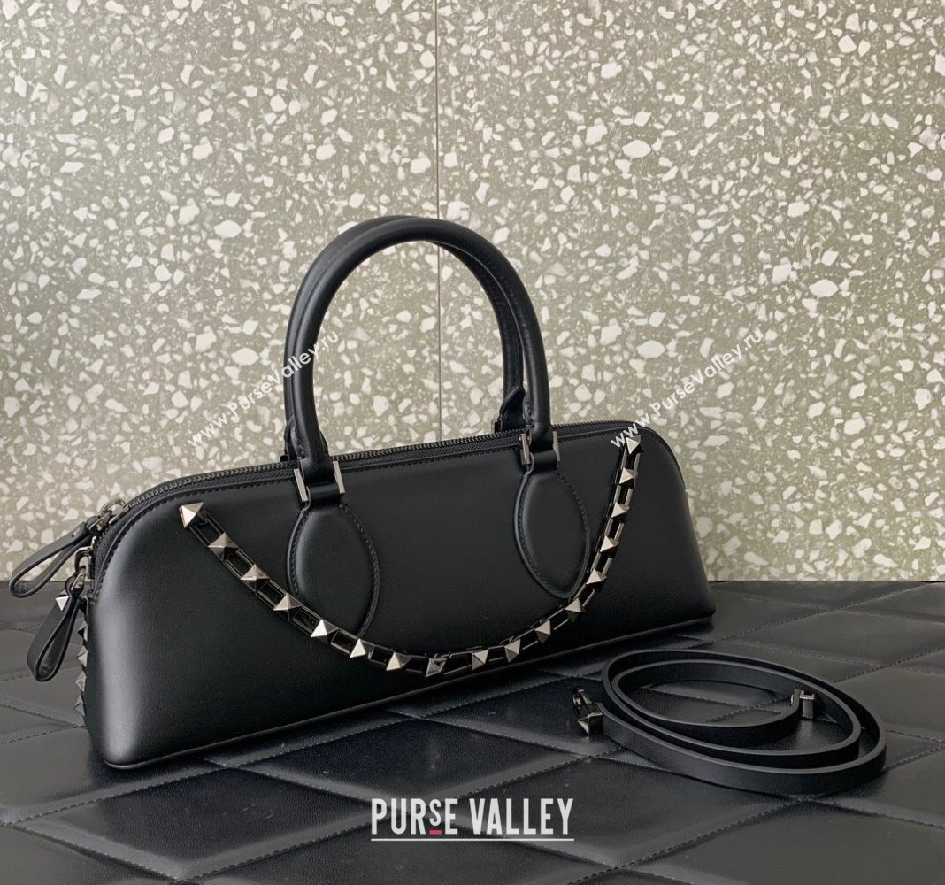 Valentino Rockstud East-West Calfskin Handbag Black 2023 VLTN0273 (LN-231129082)