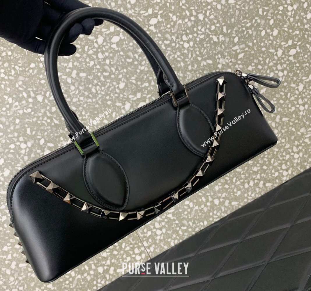 Valentino Rockstud East-West Calfskin Handbag Black 2023 VLTN0273 (LN-231129082)