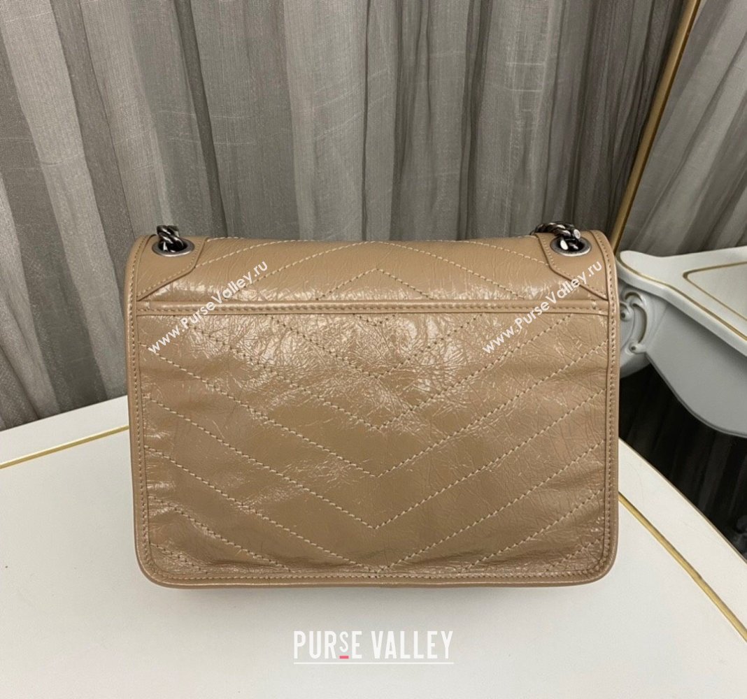 Saint Laurent Niki Medium Chain bag in Crinkled Lambskin 633158 Dark Apricot 2023 (nana-231129029)