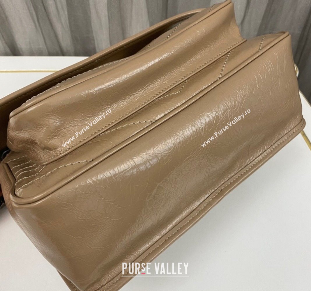 Saint Laurent Niki Medium Chain bag in Crinkled Lambskin 633158 Dark Apricot 2023 (nana-231129029)