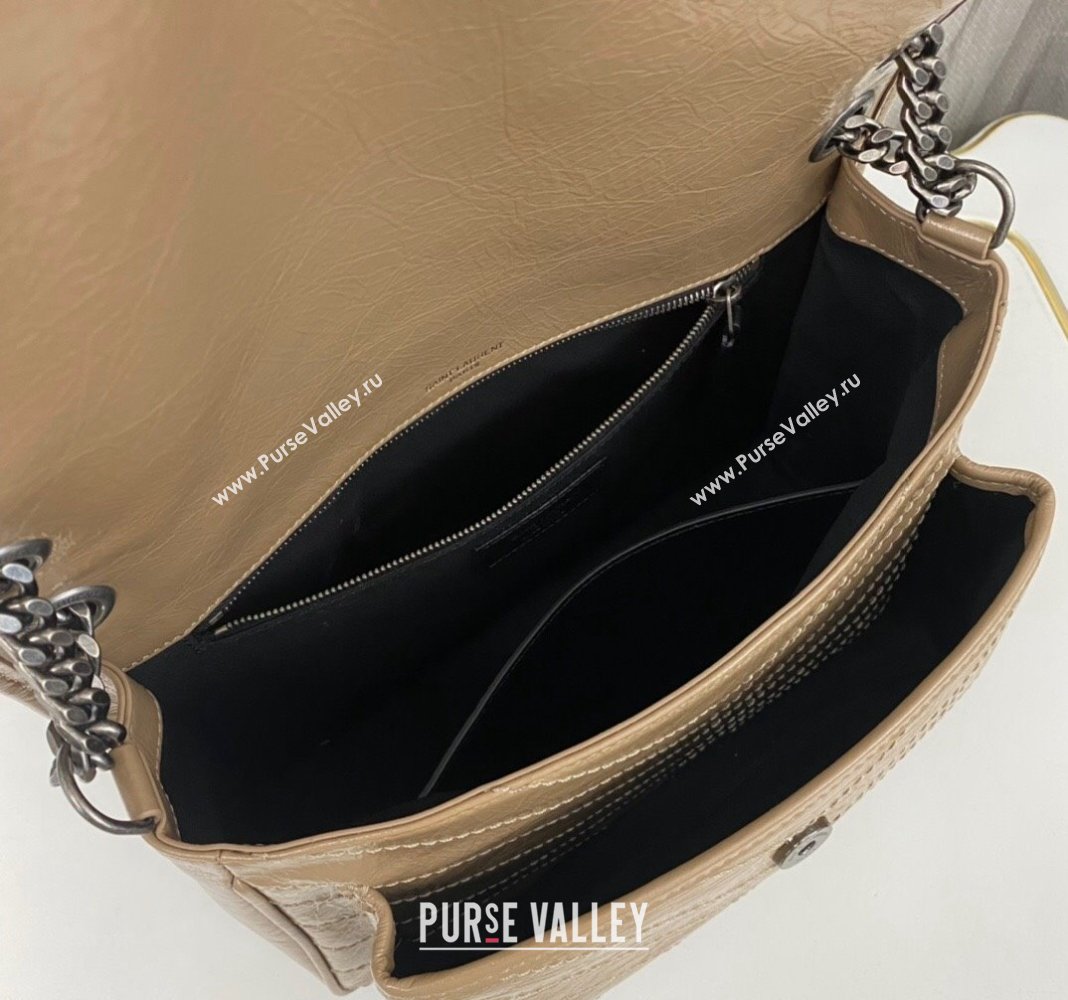 Saint Laurent Niki Medium Chain bag in Crinkled Lambskin 633158 Dark Apricot 2023 (nana-231129029)