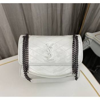 Saint Laurent Niki Medium Chain bag in Crinkled Lambskin 633158 Pure White 2023 (nana-231129030)