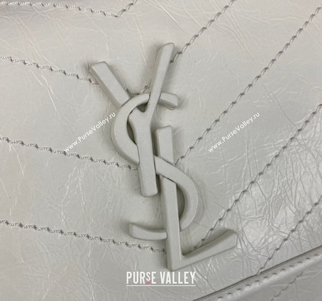 Saint Laurent Niki Medium Chain bag in Crinkled Lambskin 633158 Pure White 2023 (nana-231129030)