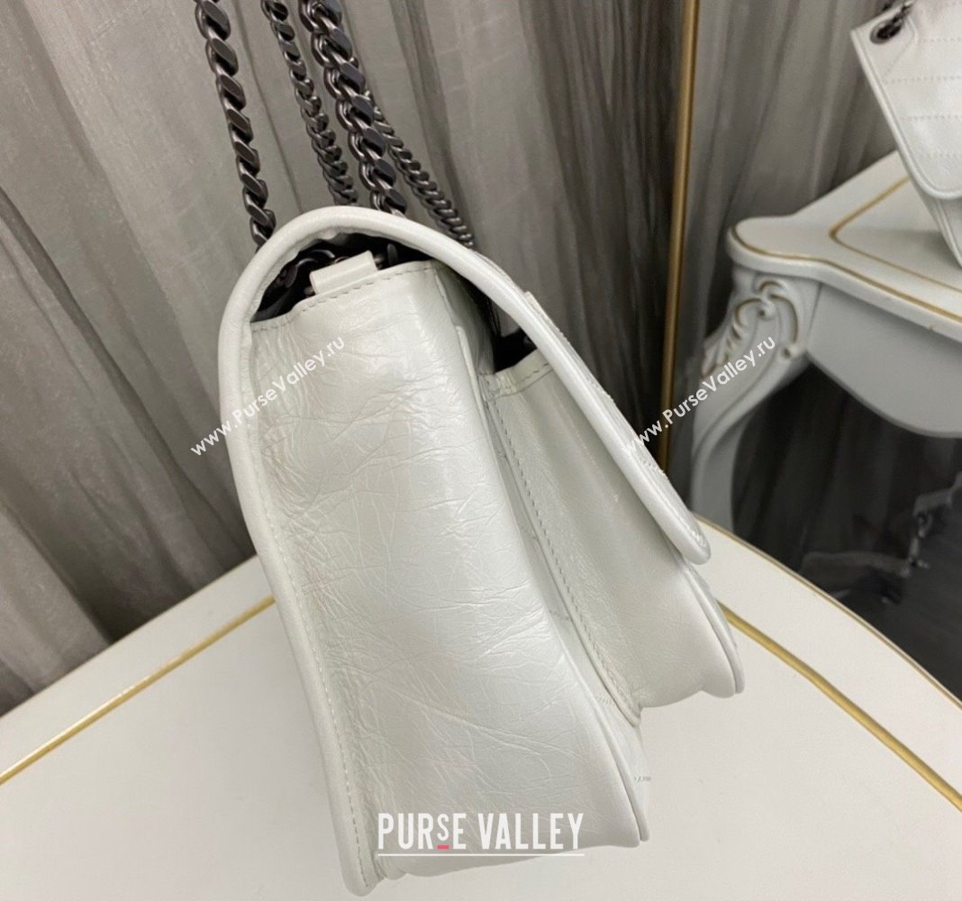 Saint Laurent Niki Medium Chain bag in Crinkled Lambskin 633158 Pure White 2023 (nana-231129030)