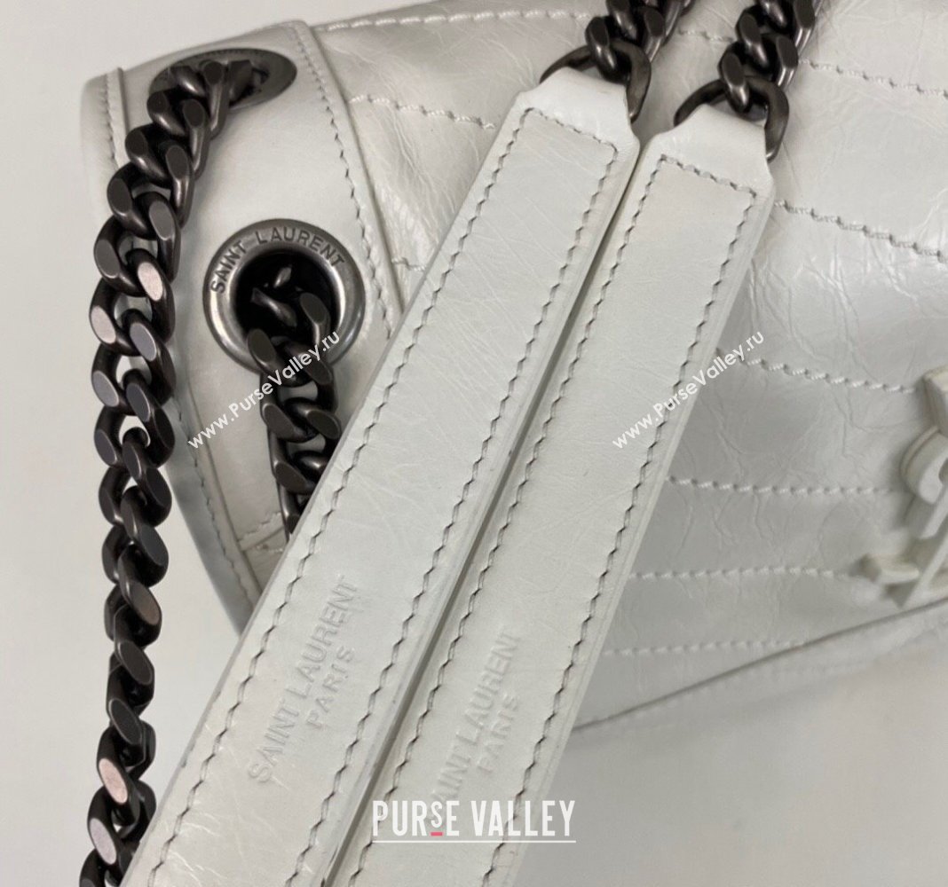 Saint Laurent Niki Medium Chain bag in Crinkled Lambskin 633158 Pure White 2023 (nana-231129030)