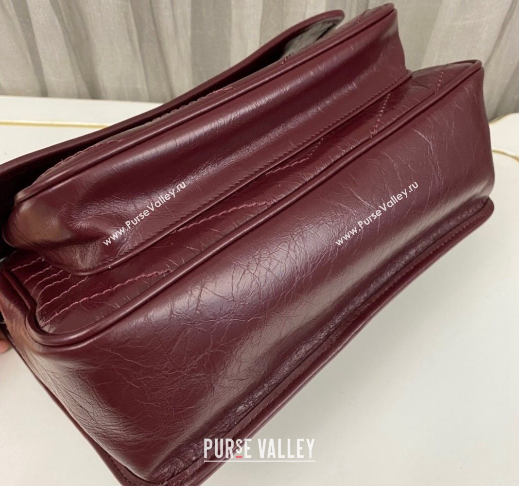 Saint Laurent Niki Medium Chain bag in Crinkled Lambskin 633158 Burgundy 2023 (nana-231129031)