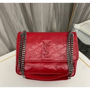 Saint Laurent Niki Medium Chain bag in Crinkled Lambskin 633158 Red 2023 (nana-231129032)