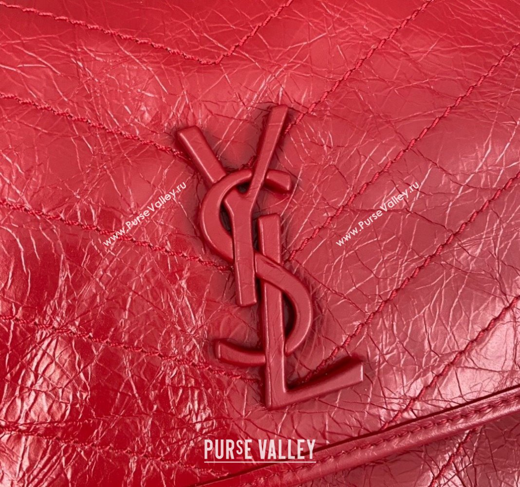 Saint Laurent Niki Medium Chain bag in Crinkled Lambskin 633158 Red 2023 (nana-231129032)