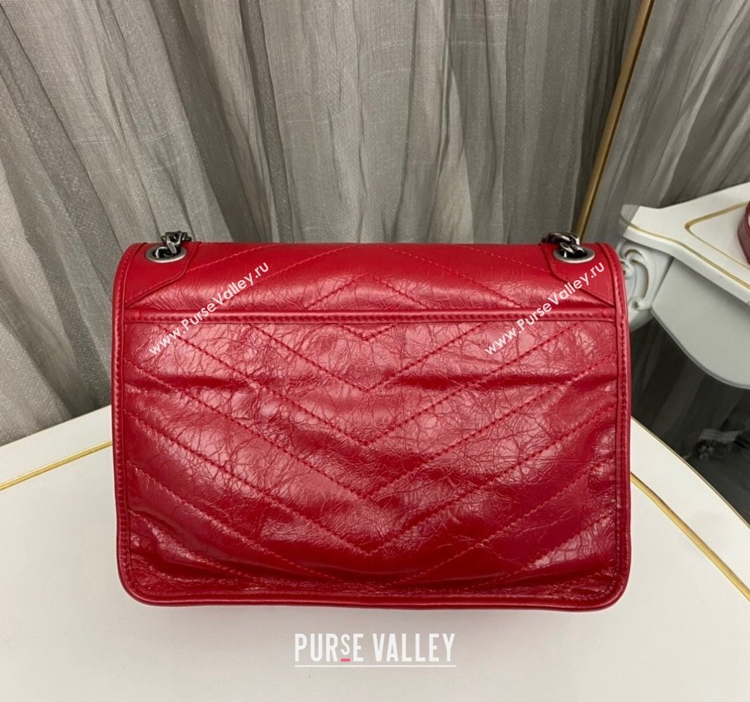 Saint Laurent Niki Medium Chain bag in Crinkled Lambskin 633158 Red 2023 (nana-231129032)