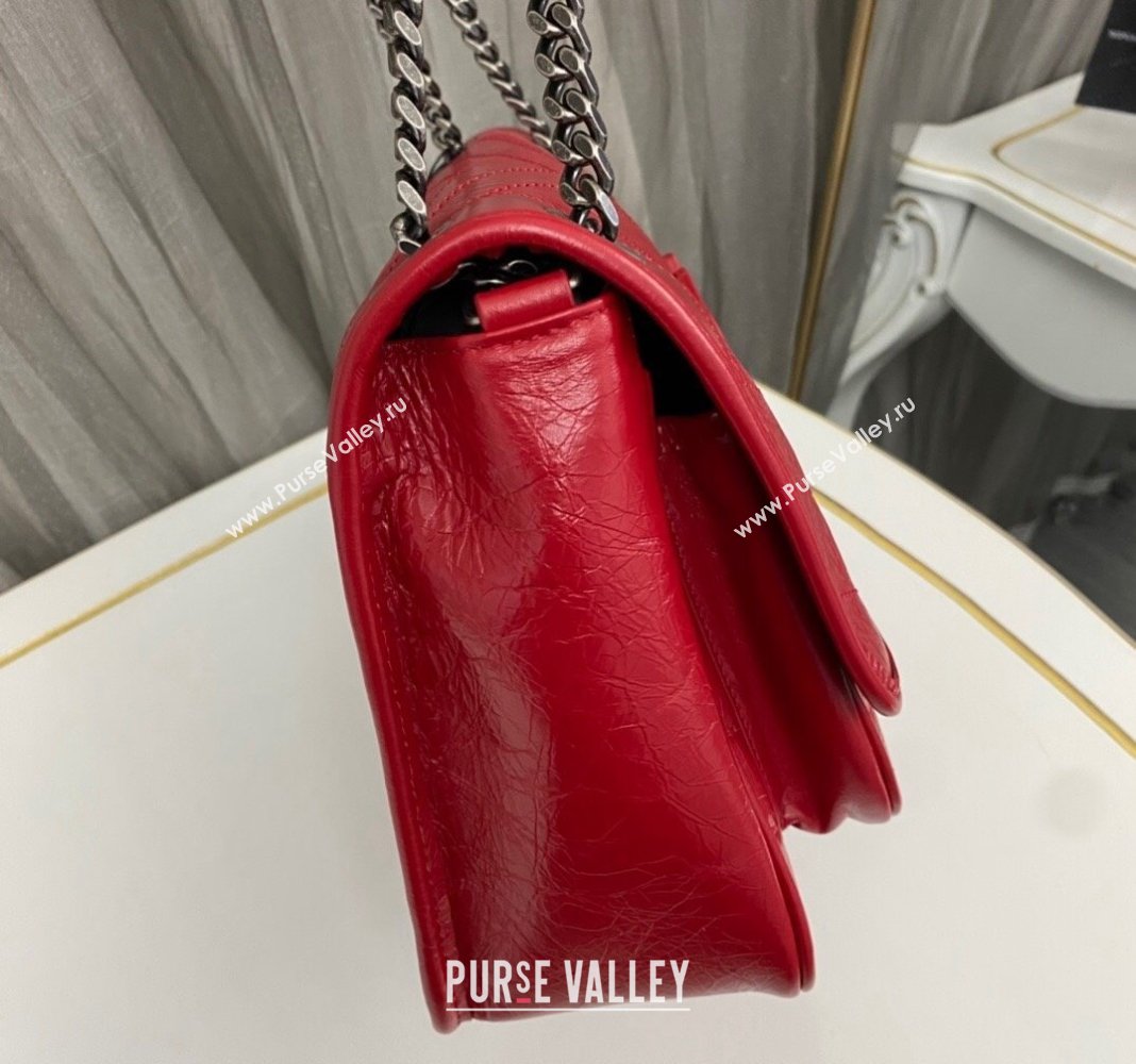 Saint Laurent Niki Medium Chain bag in Crinkled Lambskin 633158 Red 2023 (nana-231129032)