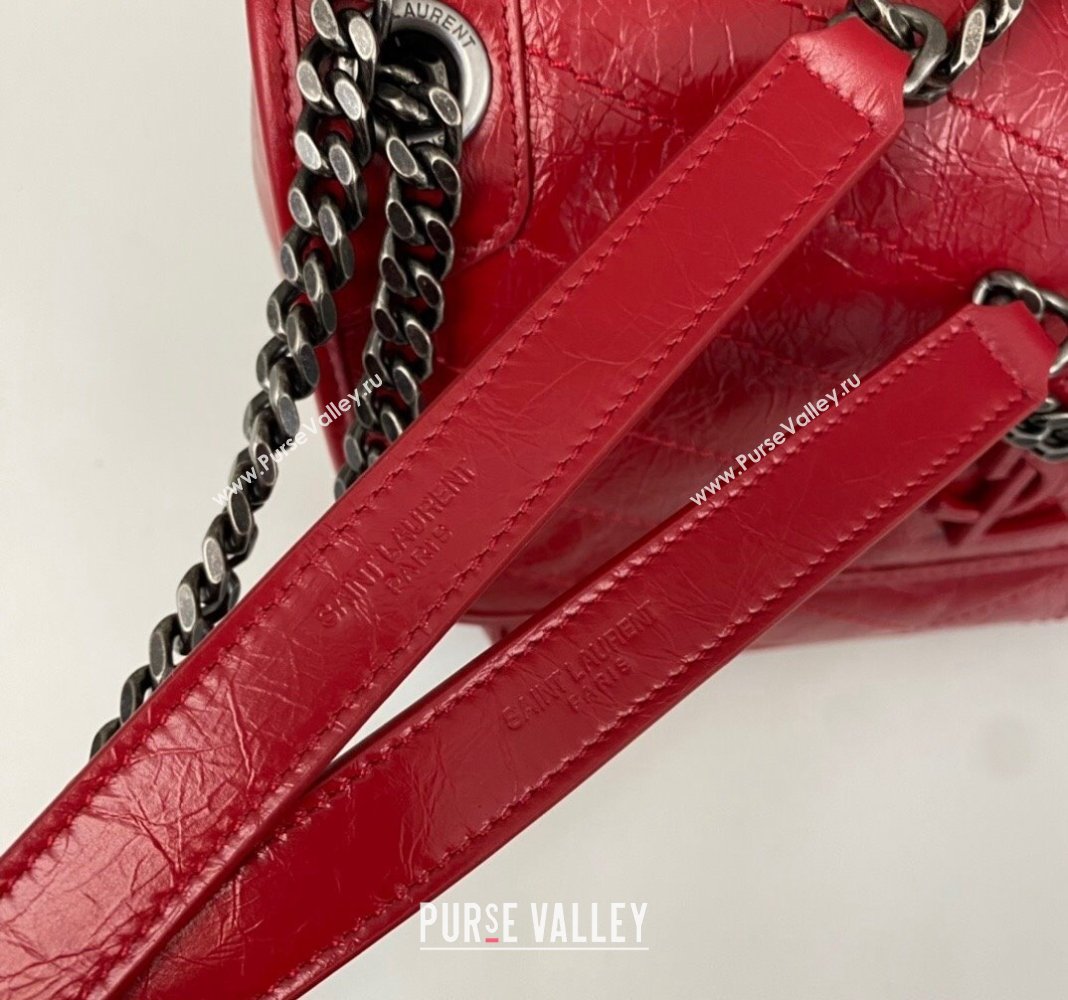 Saint Laurent Niki Medium Chain bag in Crinkled Lambskin 633158 Red 2023 (nana-231129032)