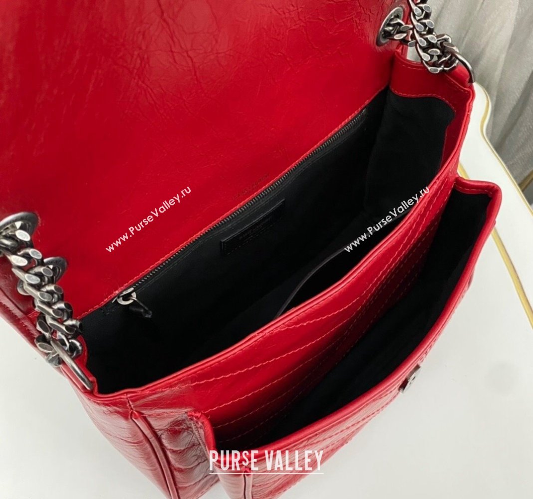 Saint Laurent Niki Medium Chain bag in Crinkled Lambskin 633158 Red 2023 (nana-231129032)