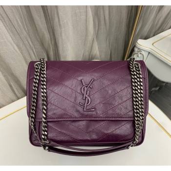 Saint Laurent Niki Medium Chain bag in Crinkled Lambskin 633158 Purple 2023 (nana-231129033)