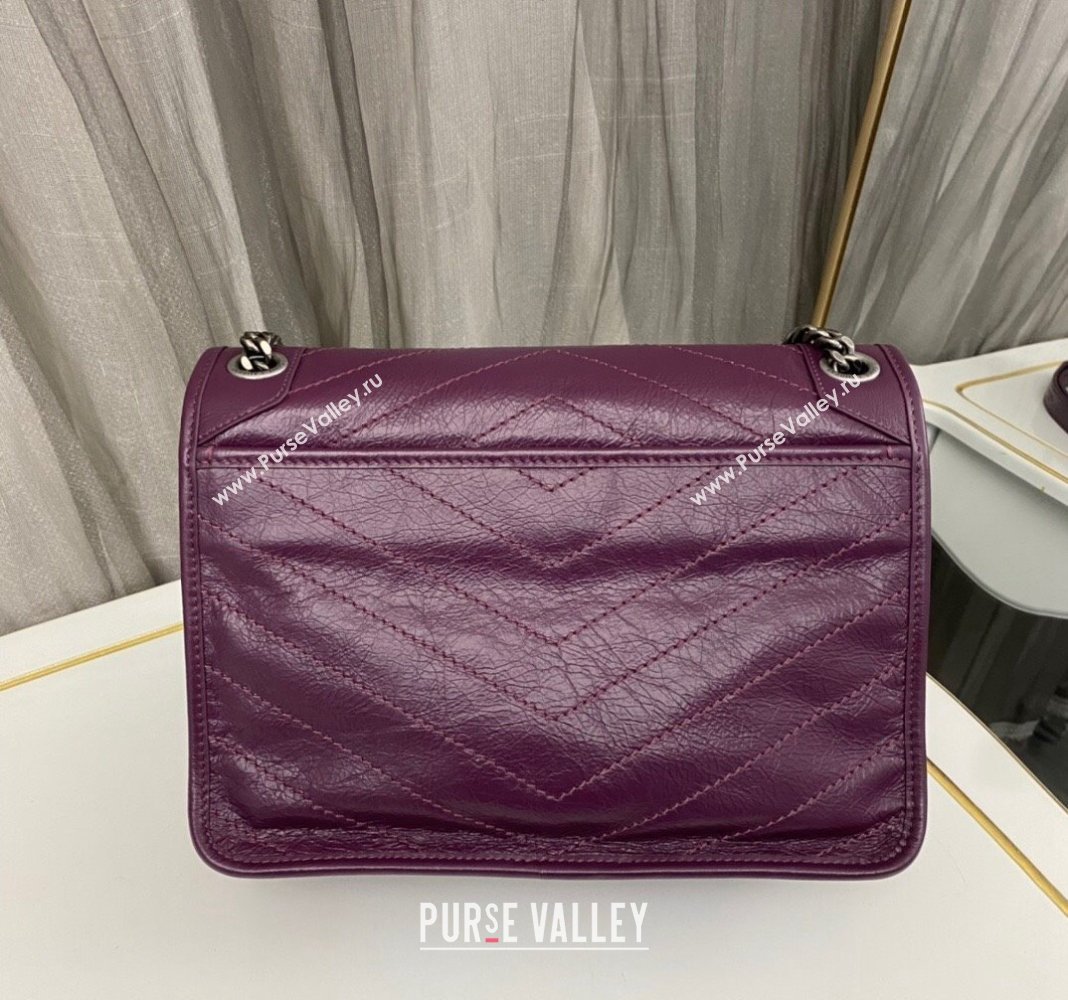 Saint Laurent Niki Medium Chain bag in Crinkled Lambskin 633158 Purple 2023 (nana-231129033)