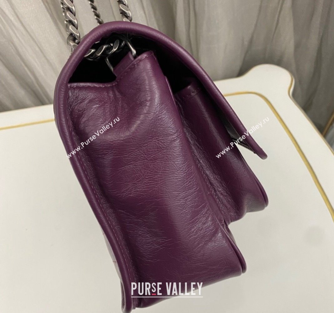 Saint Laurent Niki Medium Chain bag in Crinkled Lambskin 633158 Purple 2023 (nana-231129033)