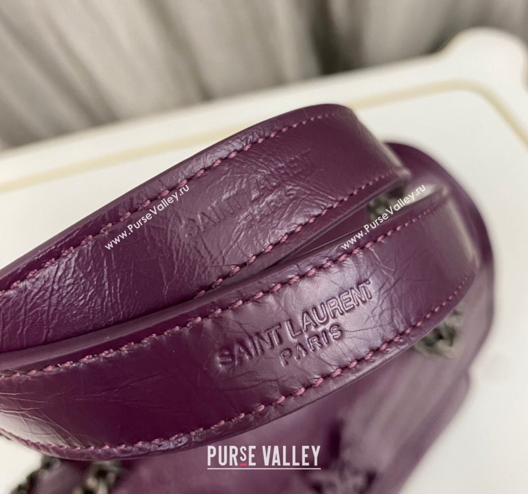 Saint Laurent Niki Medium Chain bag in Crinkled Lambskin 633158 Purple 2023 (nana-231129033)