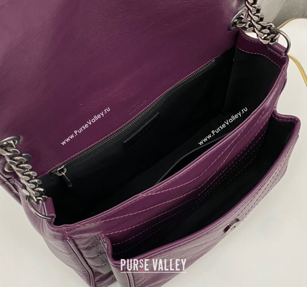 Saint Laurent Niki Medium Chain bag in Crinkled Lambskin 633158 Purple 2023 (nana-231129033)