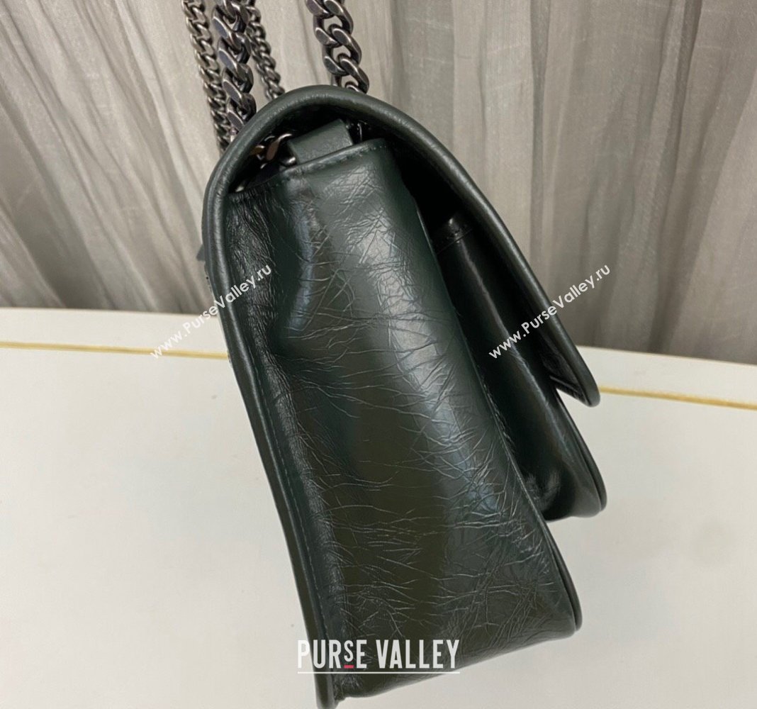 Saint Laurent Niki Medium Chain bag in Crinkled Lambskin 633158 Emerald Green 2023 (nana-231129034)