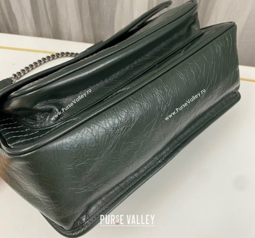 Saint Laurent Niki Medium Chain bag in Crinkled Lambskin 633158 Emerald Green 2023 (nana-231129034)