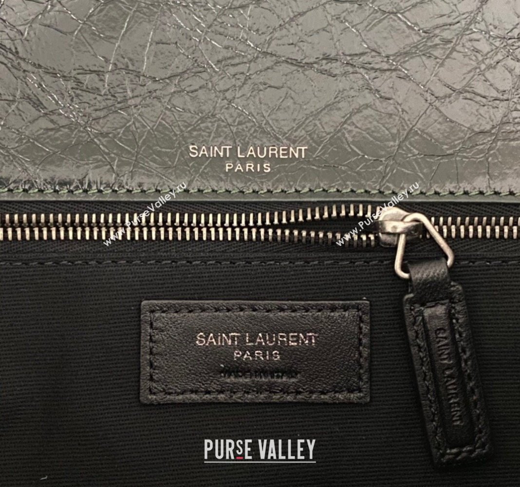 Saint Laurent Niki Medium Chain bag in Crinkled Lambskin 633158 Dark Green 2023 (nana-231129037)