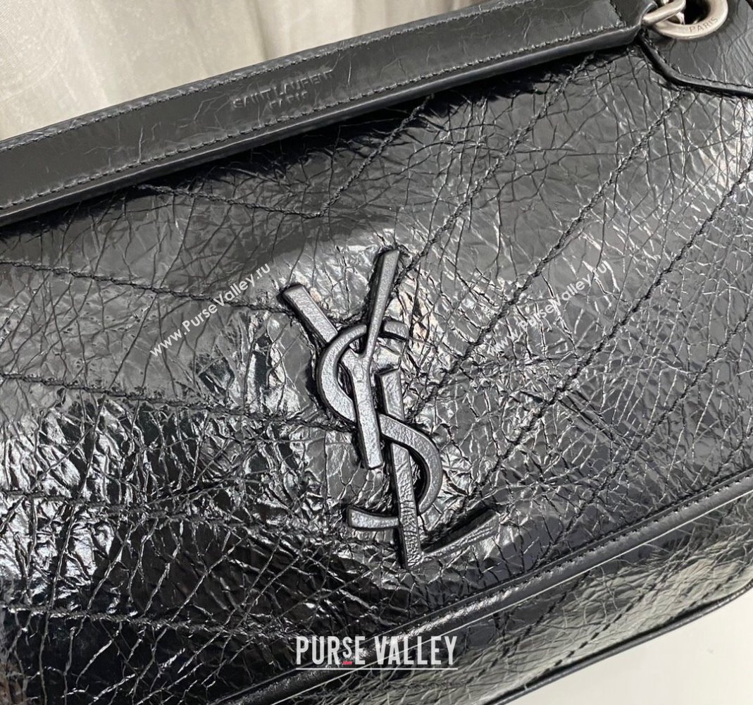 Saint Laurent Niki Medium Chain bag in Crinkled Lambskin 633158 Black/Silver 2023 (nana-231129038)