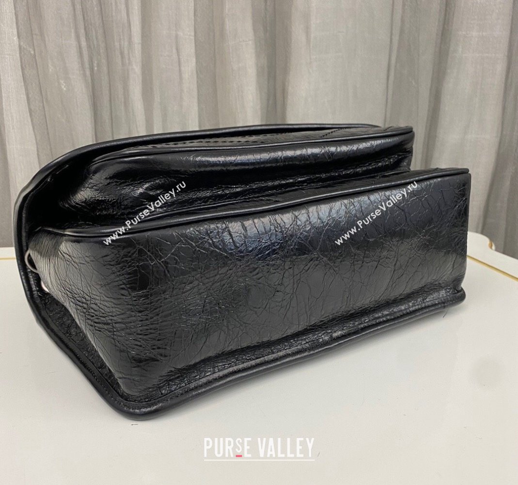 Saint Laurent Niki Medium Chain bag in Crinkled Lambskin 633158 Black/Silver 2023 (nana-231129038)