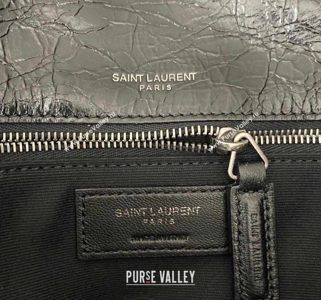 Saint Laurent Niki Medium Chain bag in Crinkled Lambskin 633158 Black/Silver 2023 (nana-231129038)