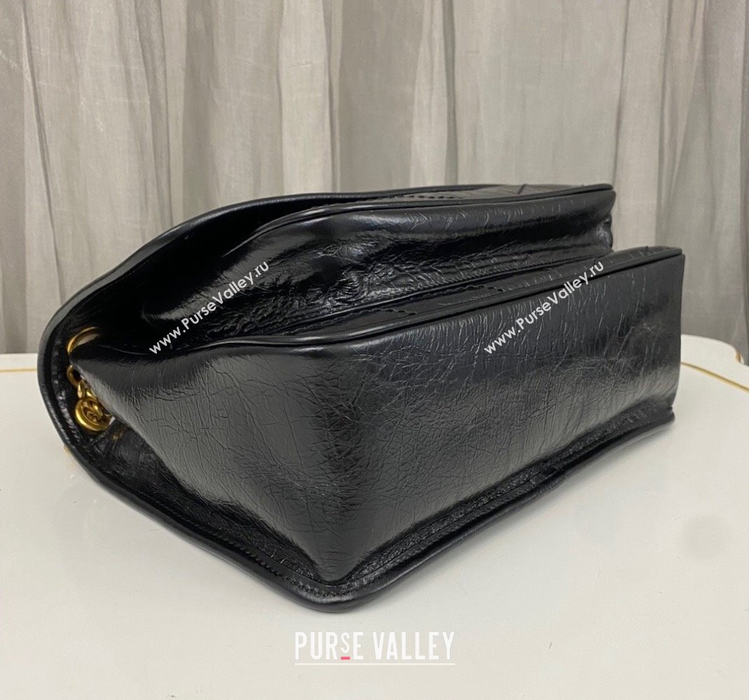 Saint Laurent Niki Medium Chain bag in Crinkled Lambskin 633158 Black/Gold 2023 (nana-231129039)