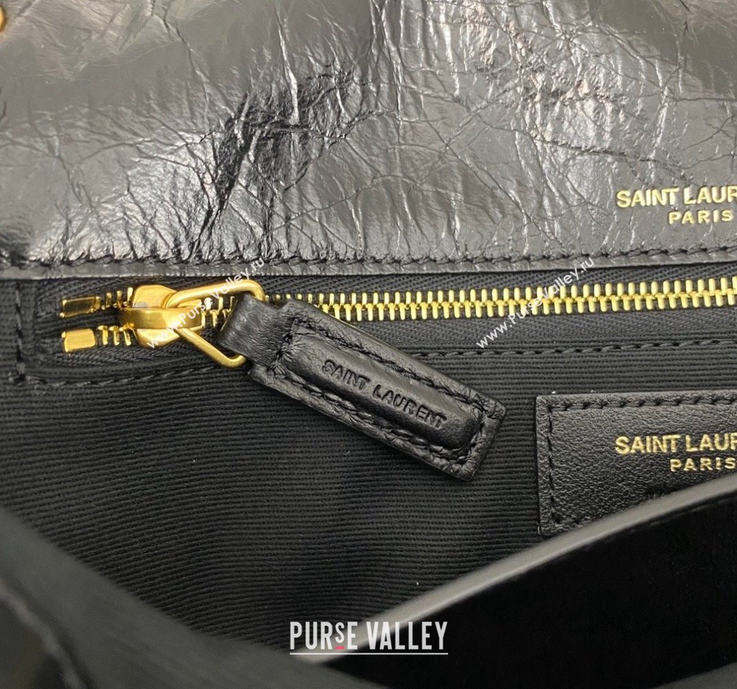 Saint Laurent Niki Medium Chain bag in Crinkled Lambskin 633158 Black/Gold 2023 (nana-231129039)