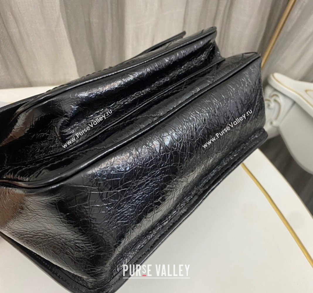 Saint Laurent Niki Medium Chain bag in Crinkled Lambskin 633158 All Black 2023 (nana-231129040)