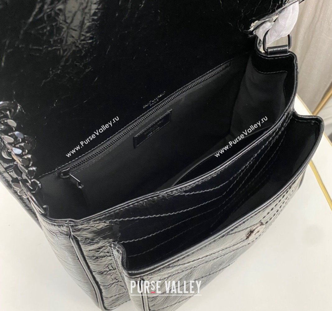 Saint Laurent Niki Medium Chain bag in Crinkled Lambskin 633158 All Black 2023 (nana-231129040)