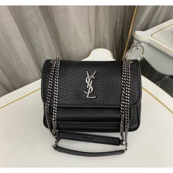 Saint Laurent Niki Baby bag in Grained Lambskin 633179 Black/Silver 2023 (nana-231129042)